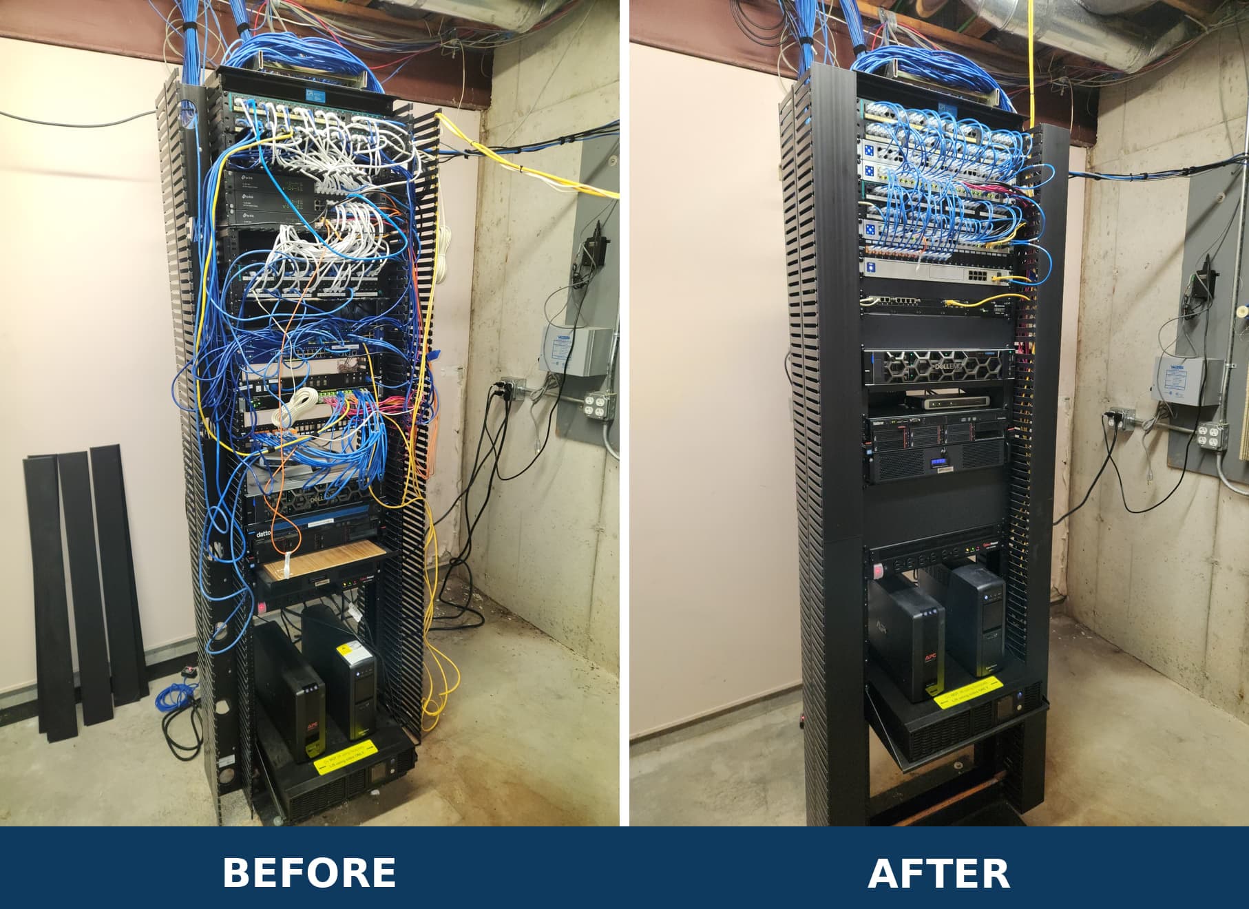 Server Rack Cleanup — Before & After