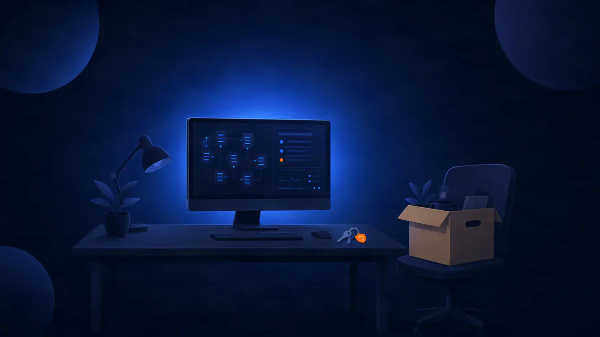 An office desk after the IT person has left, with the systems still needing care